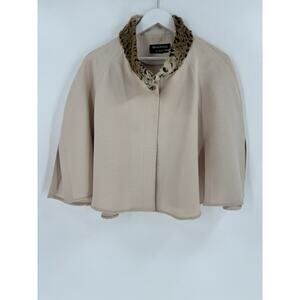 Vintage Cape Jacket Small Beige Michael DeGray - George Simonton Animal Print